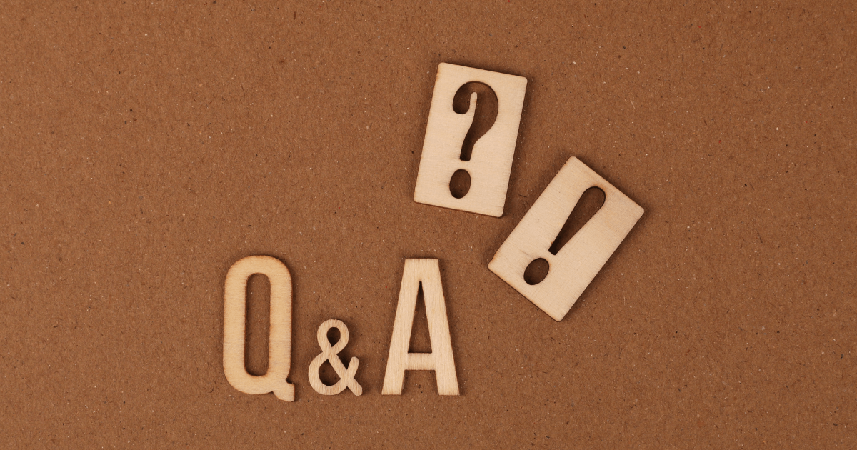 Q & A letters against a brown background